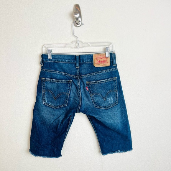 Levi’s 511 Skinny Distressed Long Bermuda Jean Denim Shorts - Picture 2 of 11